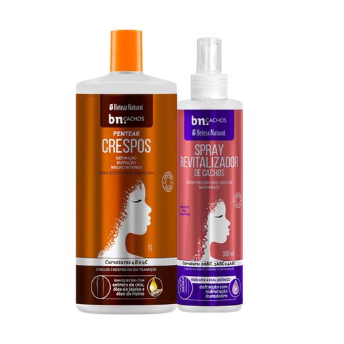 Kit Creme de Pentear Crespos 1l + Spray Revitalizador (2 itens) | bn.Cachos Kit Creme de Pentear Crespos 1l + Spray Revitalizador (2 itens) | bn.Cachos